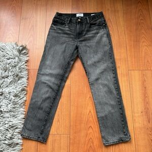 Frame Le Nouveau Straight Leg Crop Jeans Haynes Black High Rise Women 25